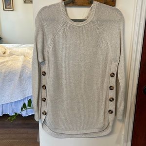 Beautiful oatmeal colored sweater with buttons